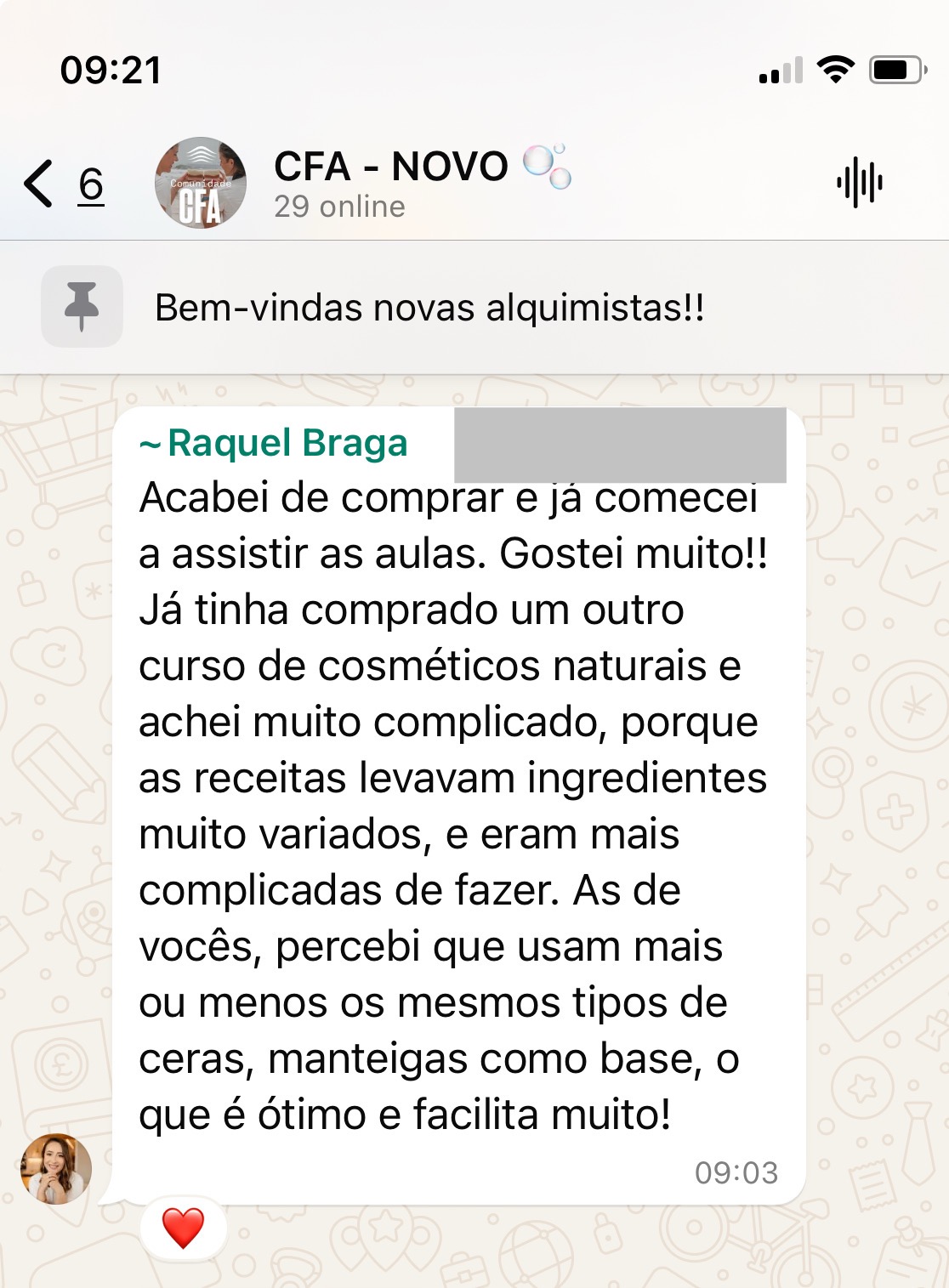 Depoimento de aluna sobre o Método AGS